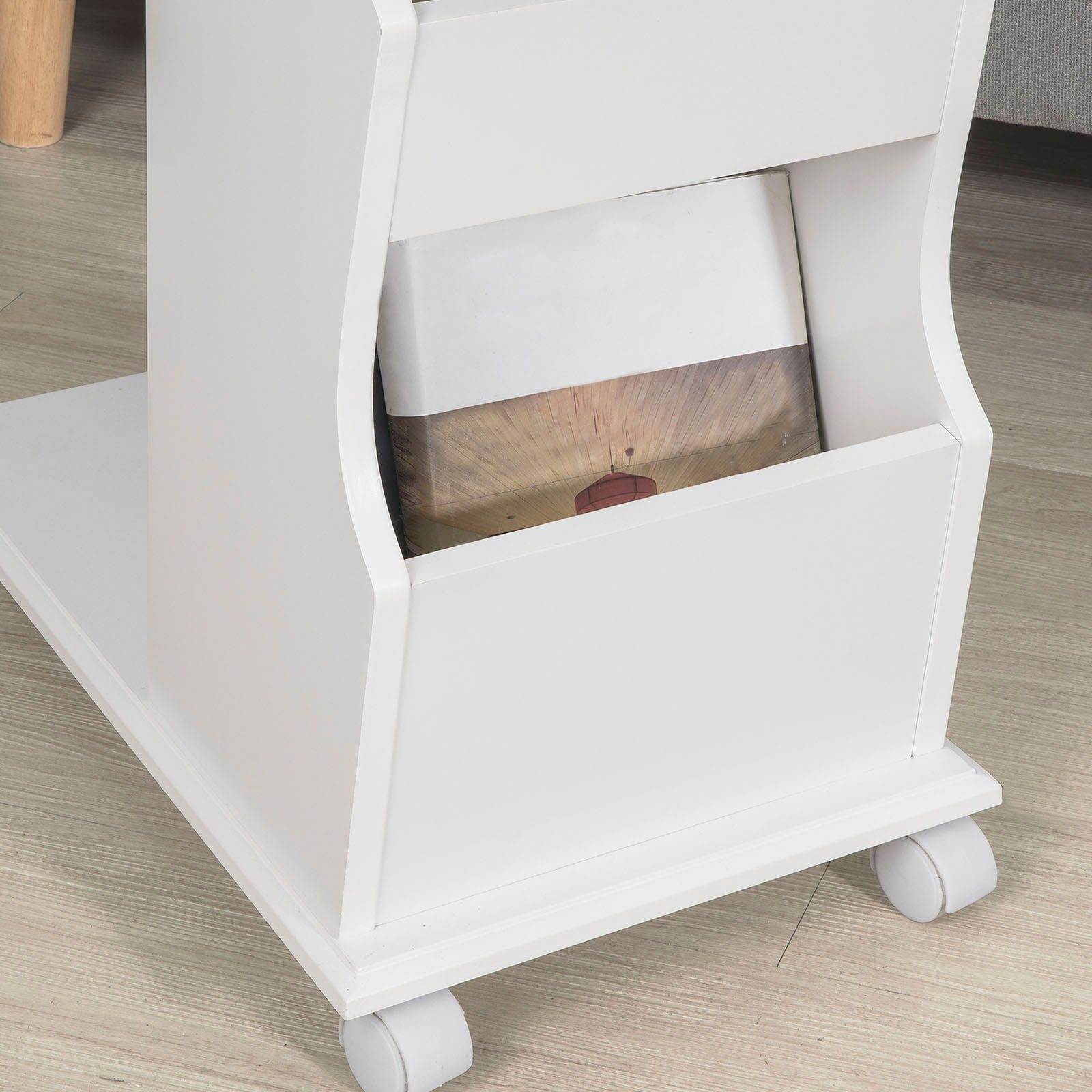 SoBuy Beistellwagen FBT67, Beistelltisch mit Schlitz für iPad Sofatisch Couchtisch