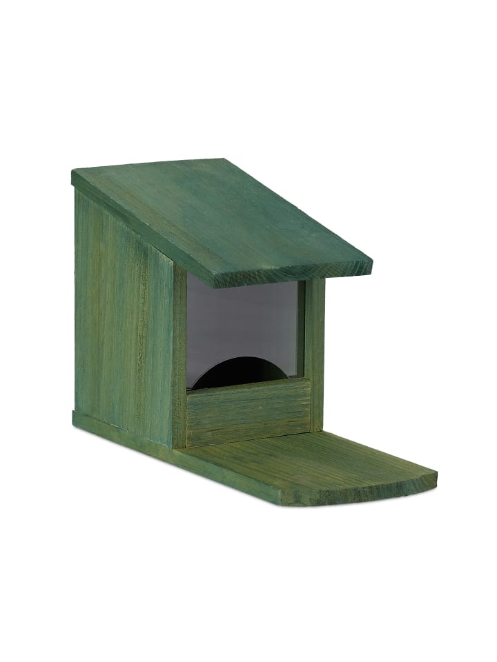 relaxdays Eichhörnchen Futterhaus in Dunkelgrün - (B)12x (H)17,5 x (T)25 cm günstig kaufen onesize