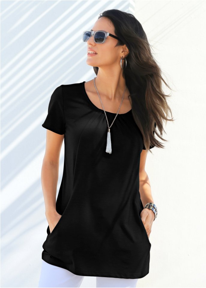 Longshirt mit rundhals Dekollete