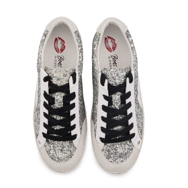 Baskets en cuir Colette glitter silver