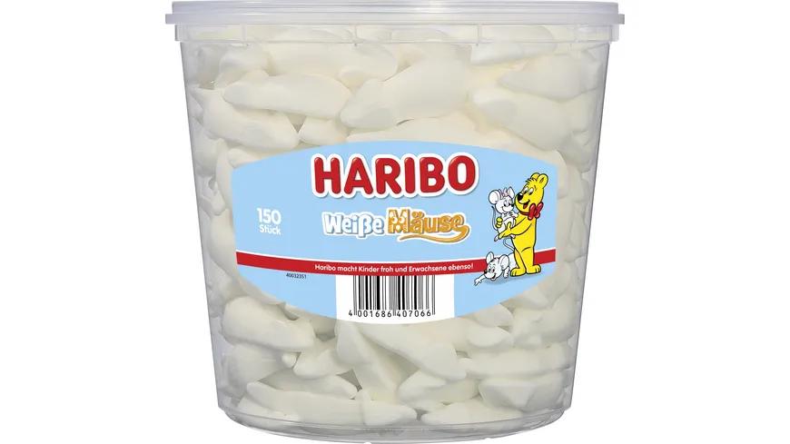Haribo Schaumzucker Weisse Mäuse Runddose 1050 g