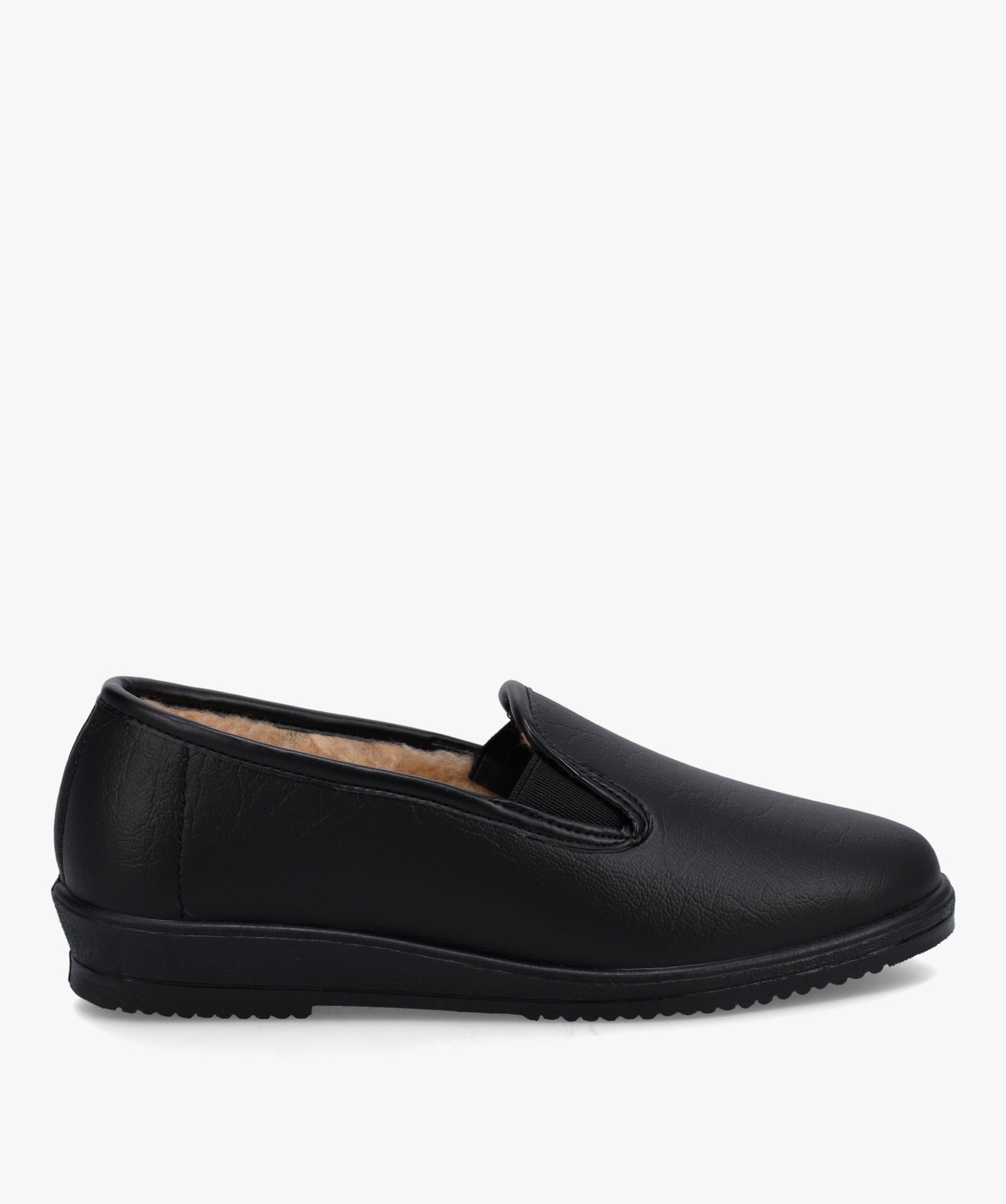 Mocassins femme confort fourrés sans lacets noir | GEMO