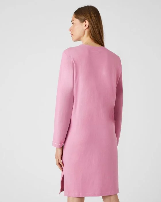 Chemise de nuit manches longues, maille jersey, 95 cm