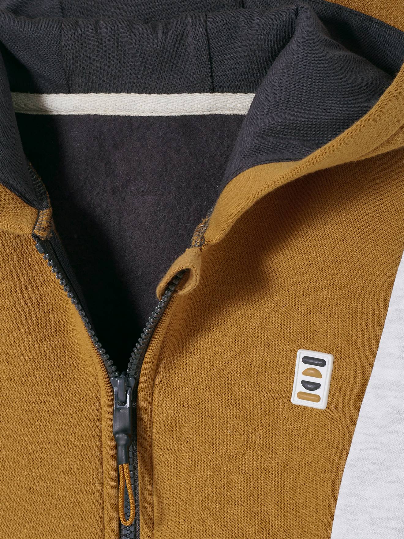 Sweat zippé colorblock sport garçon marron