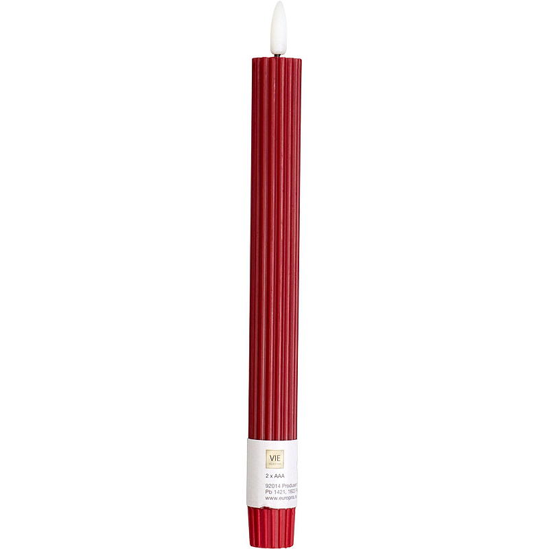 Vie Selected Kronelys 2-pk 24 cm LED rille rød