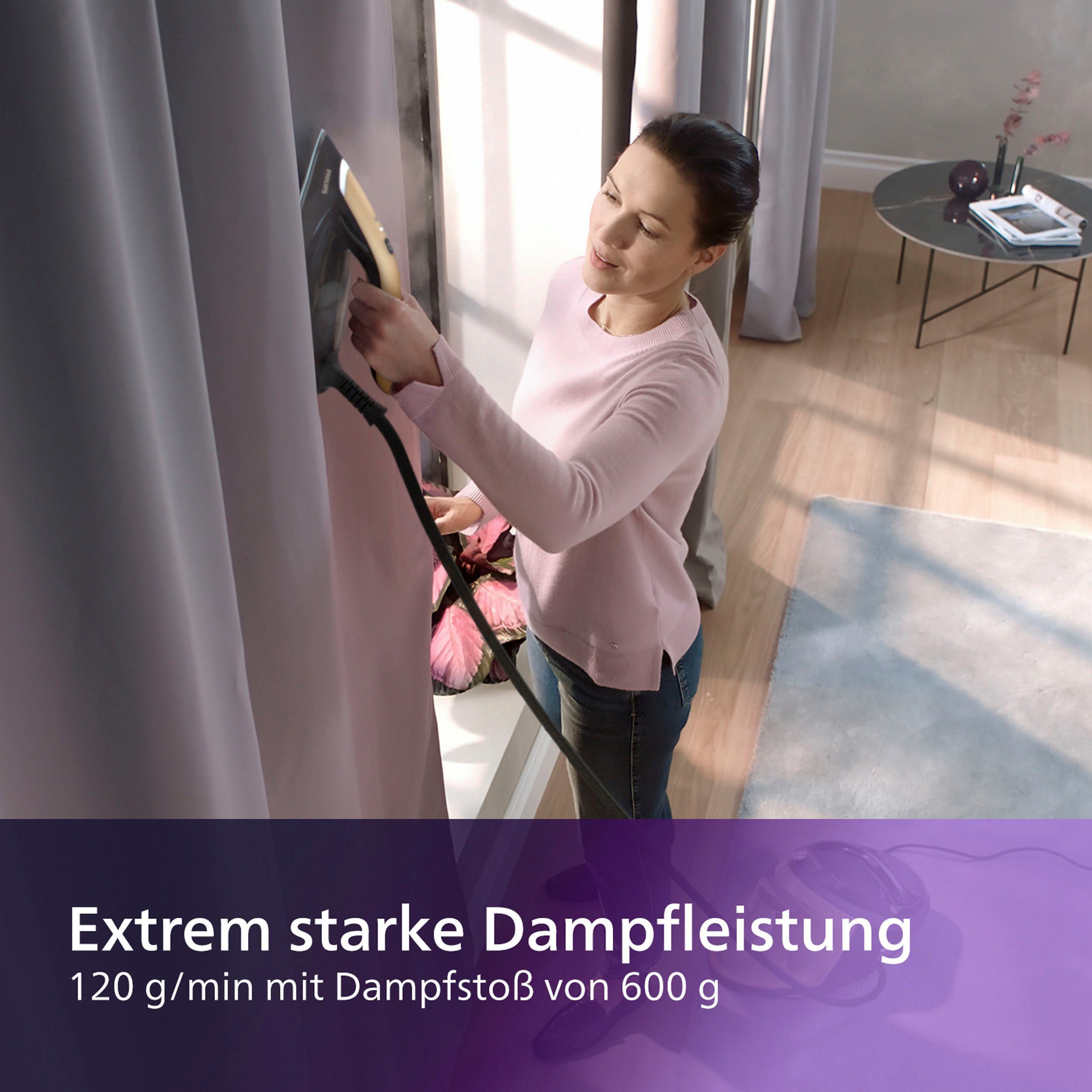 Philips Dampfbügelstation PerfectCare 8000 Series PSG8140/80, 1800 ml Wassertank, 2.700 Watt, OptimalTemp & DynamicQ Sensor, 700 gr Dampfstoß