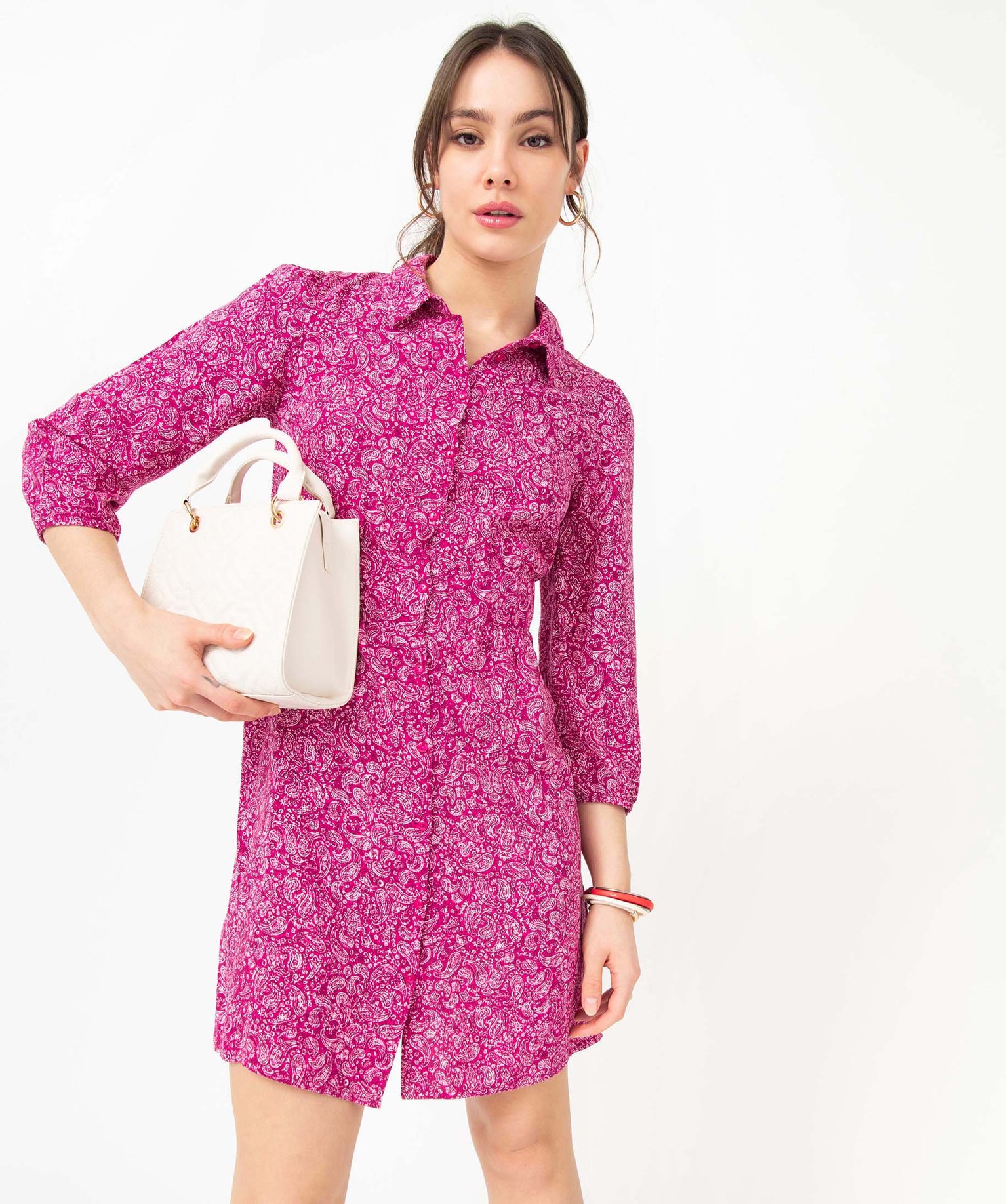Sac à main femme à motif matelassé graphique blanc | GEMO