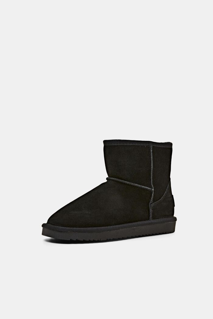 Veloursleder-Boots mit Kunstfellfutter
