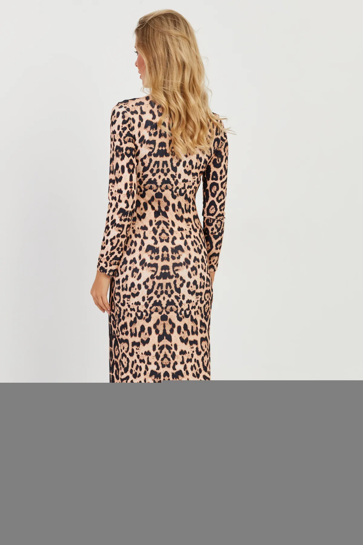Cool & Sexy  Kamelschwarzes Leoparden-Maxikleid für Damen MON121