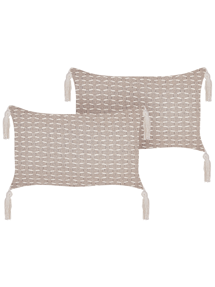 Beliani 2er-Set Dekokissen HAKONE in Beige günstig kaufen onesize