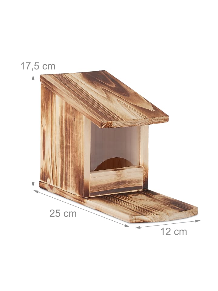 relaxdays Eichhörnchen Futterhaus in Geflammt - (B)12x (H)17,5 x (T)25 cm günstig kaufen onesize
