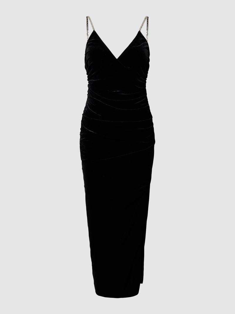 Abendkleid mit V-Ausschnitt in schwarz