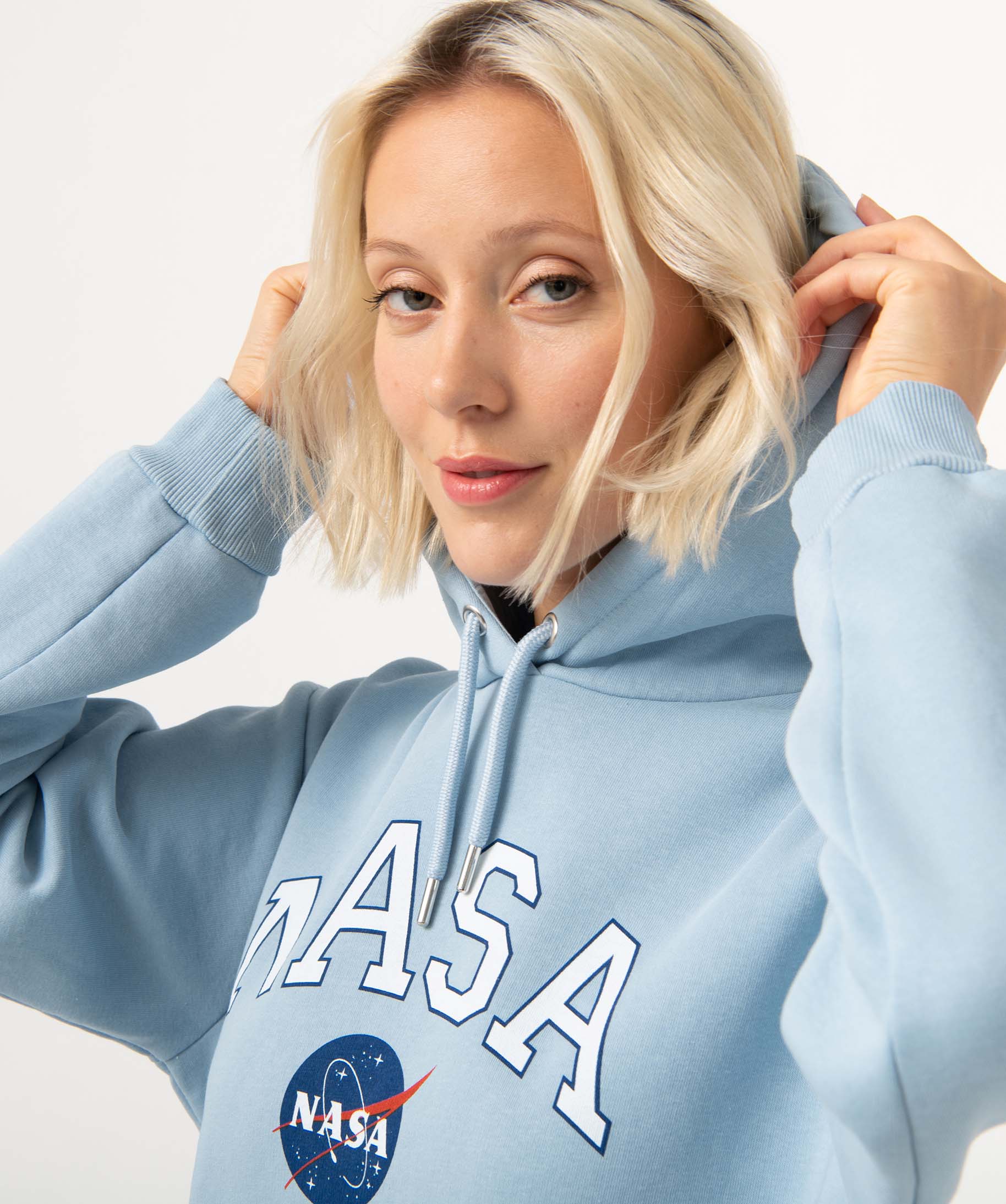 Sweat femme à capuche avec large inscription - Nasa bleu | GEMO