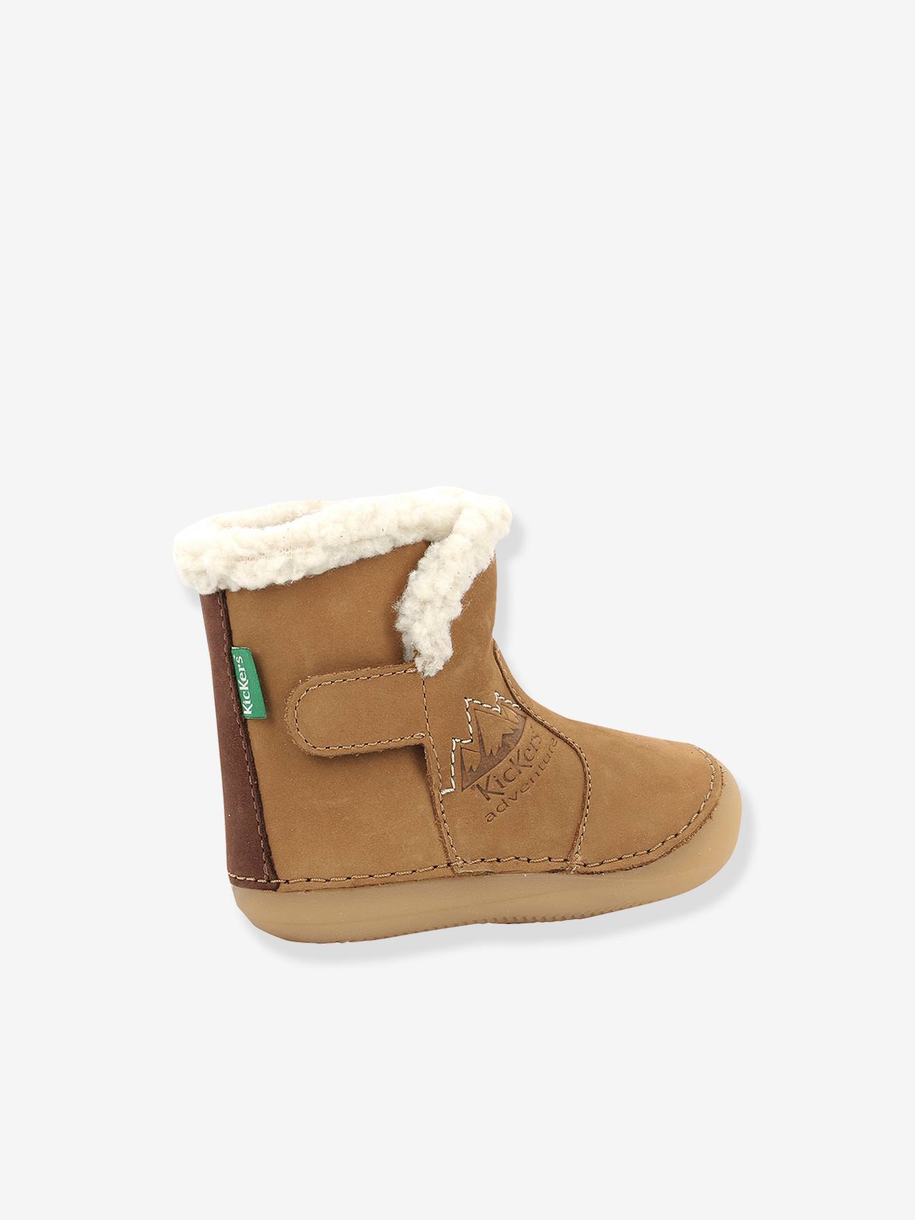 Boots fourrées cuir bébé mixte Sobooty KICKERS® 1ers pas marine