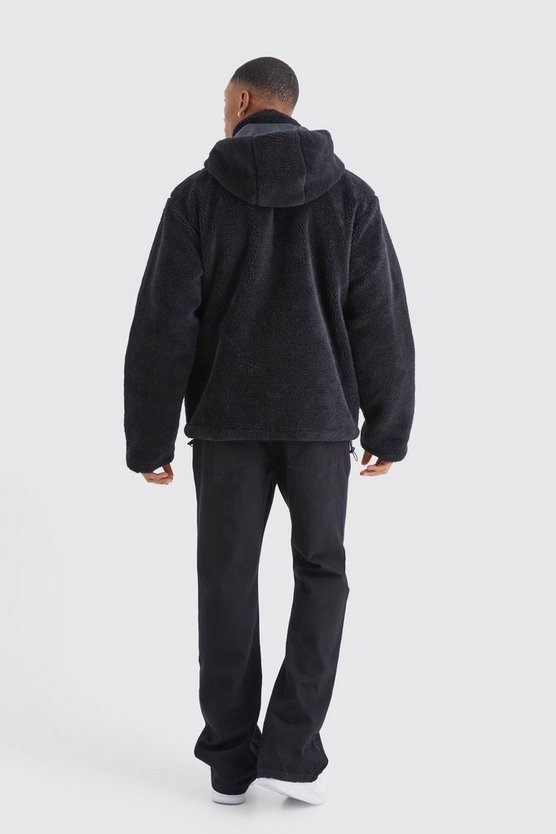 Jacke aus Borg & Nylon Jacke mit Kapuze
