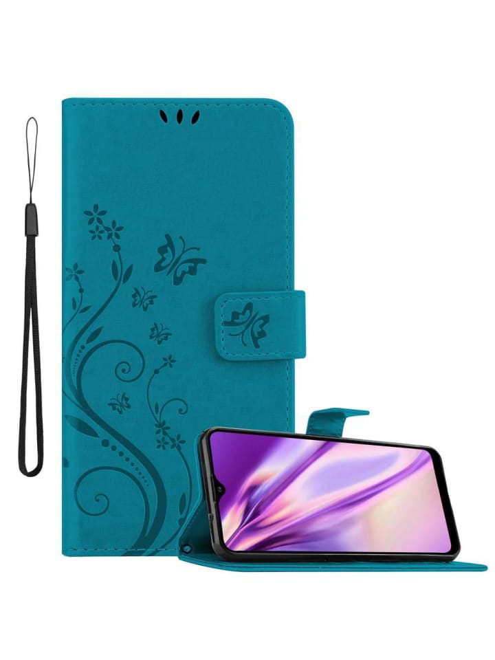 cadorabo Hülle für Samsung Galaxy A20s Blumen Design in FLORAL BLAU günstig kaufen onesize