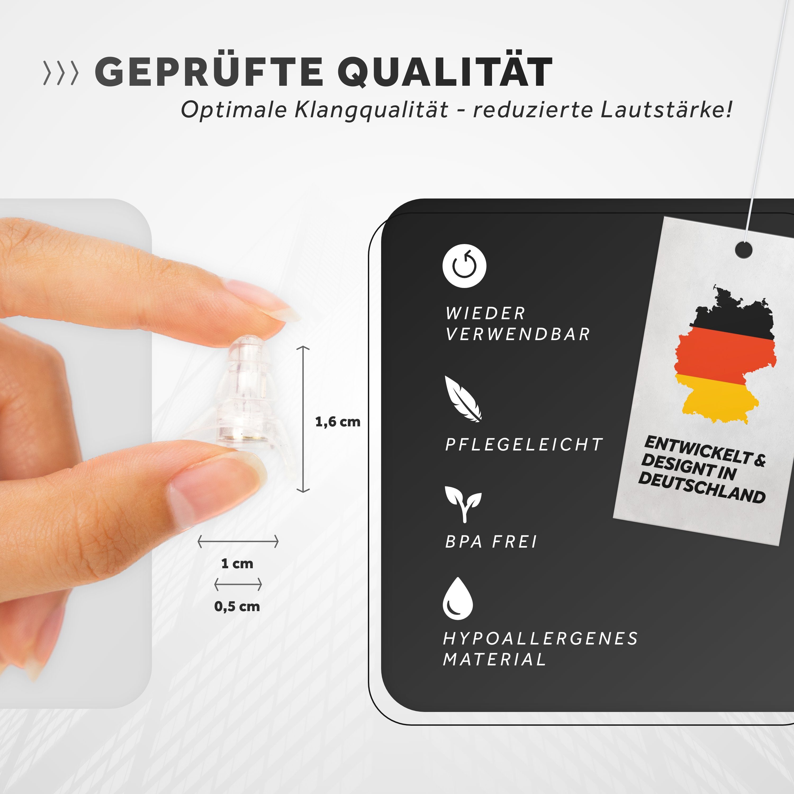 Schallwerk Gehörschutzstöpsel SCHALLWERK ® Invisible+ unauffällige Gehörschutz Ohrstöpsel