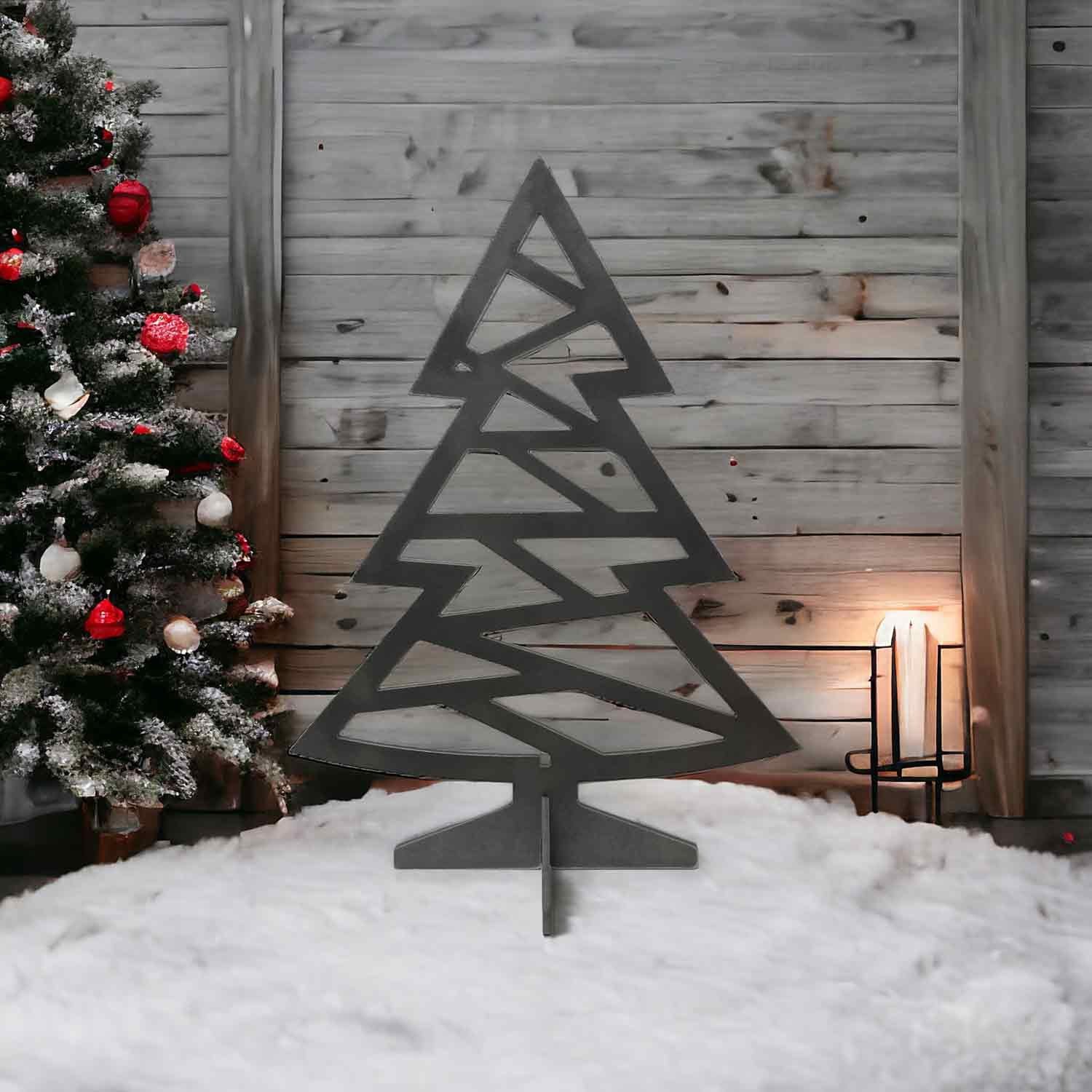 Creativ Metall Künstlicher Weihnachtsbaum, für Innen und Außen Stahl 4mm Außen 30x40cm Industrielook