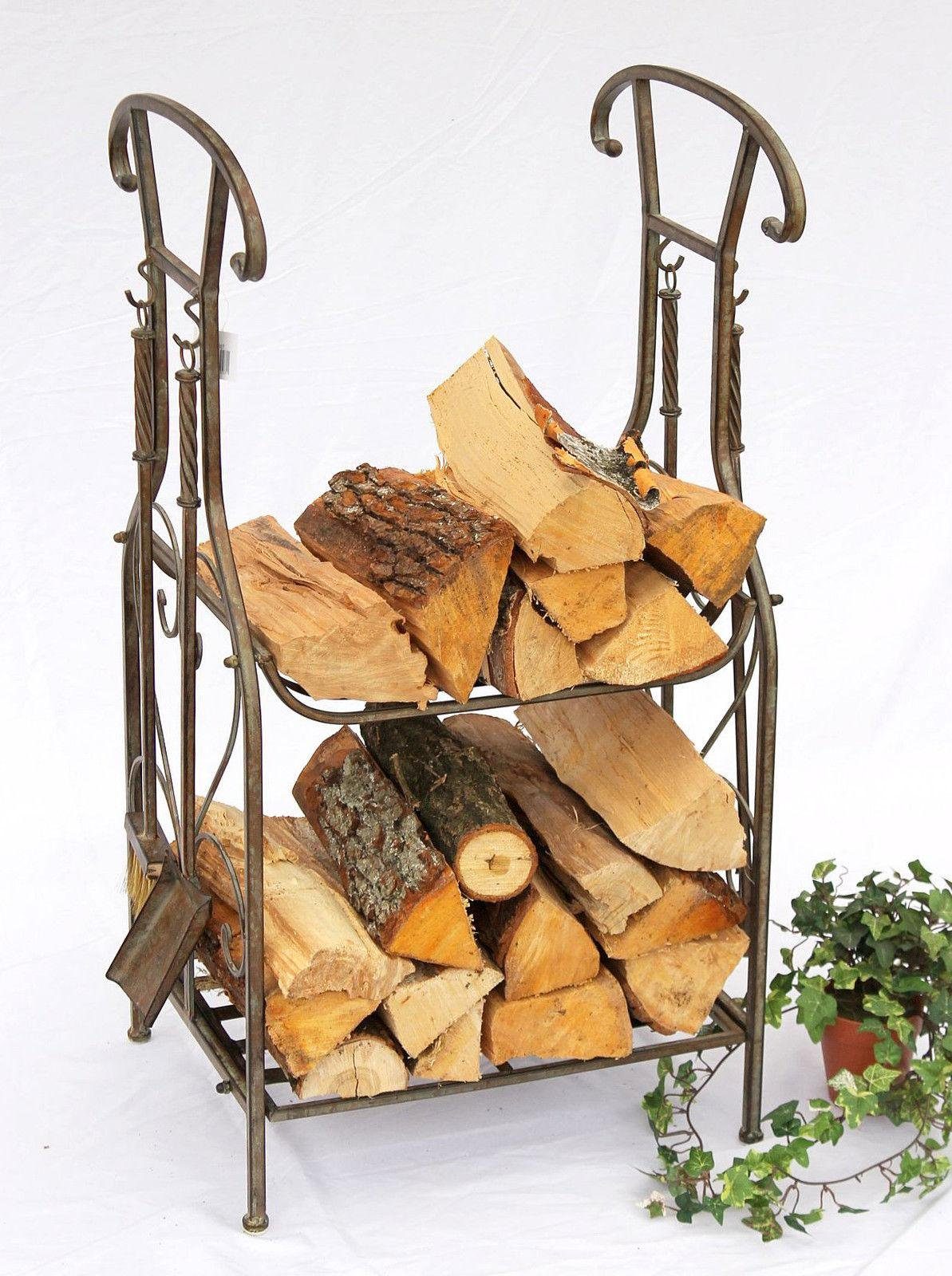 DanDiBo Kaminholzregal Kaminholzregal mit Kaminbesteck 130007 Kaminholzständer 94 cm Holzkorb Kaminset