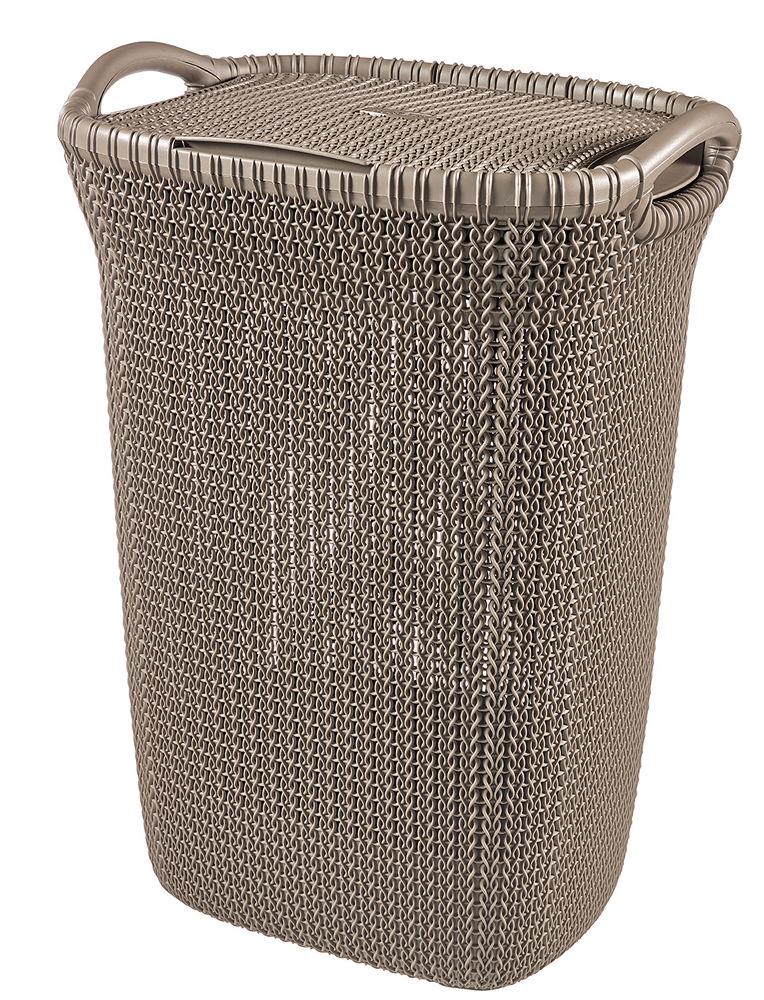 Curver 2-er Set KNIT Wäschebox 57L   Wäschekorb 40L braun