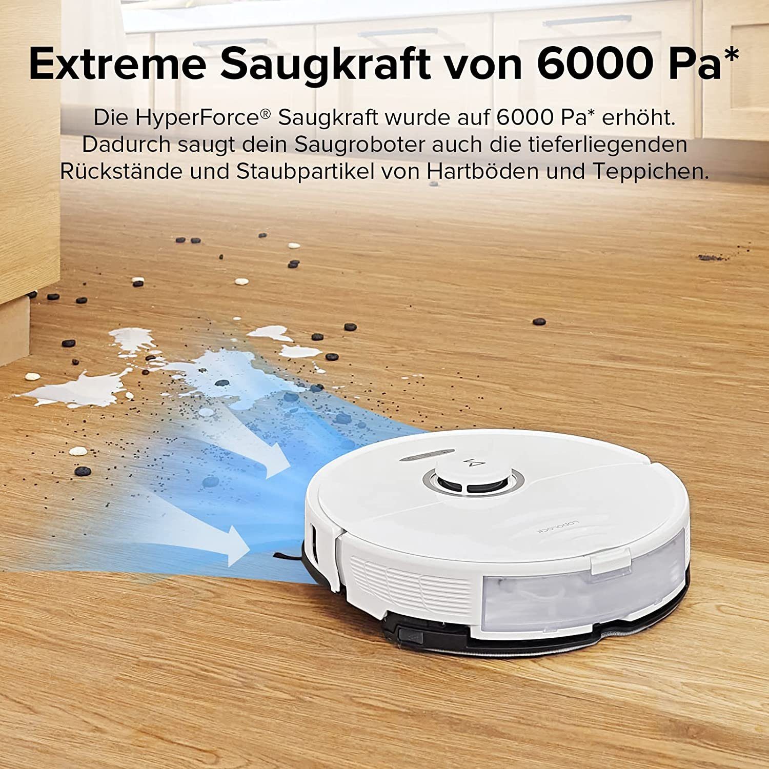 Roborock Saugroboter S8, 69,00 W, 6000Pa, DuoRoller-Bürste, Reactive 3D-Hindernisumgehung, Auto-Mop Lift, Teppich-Detektion, Kindersicherung, APP Control