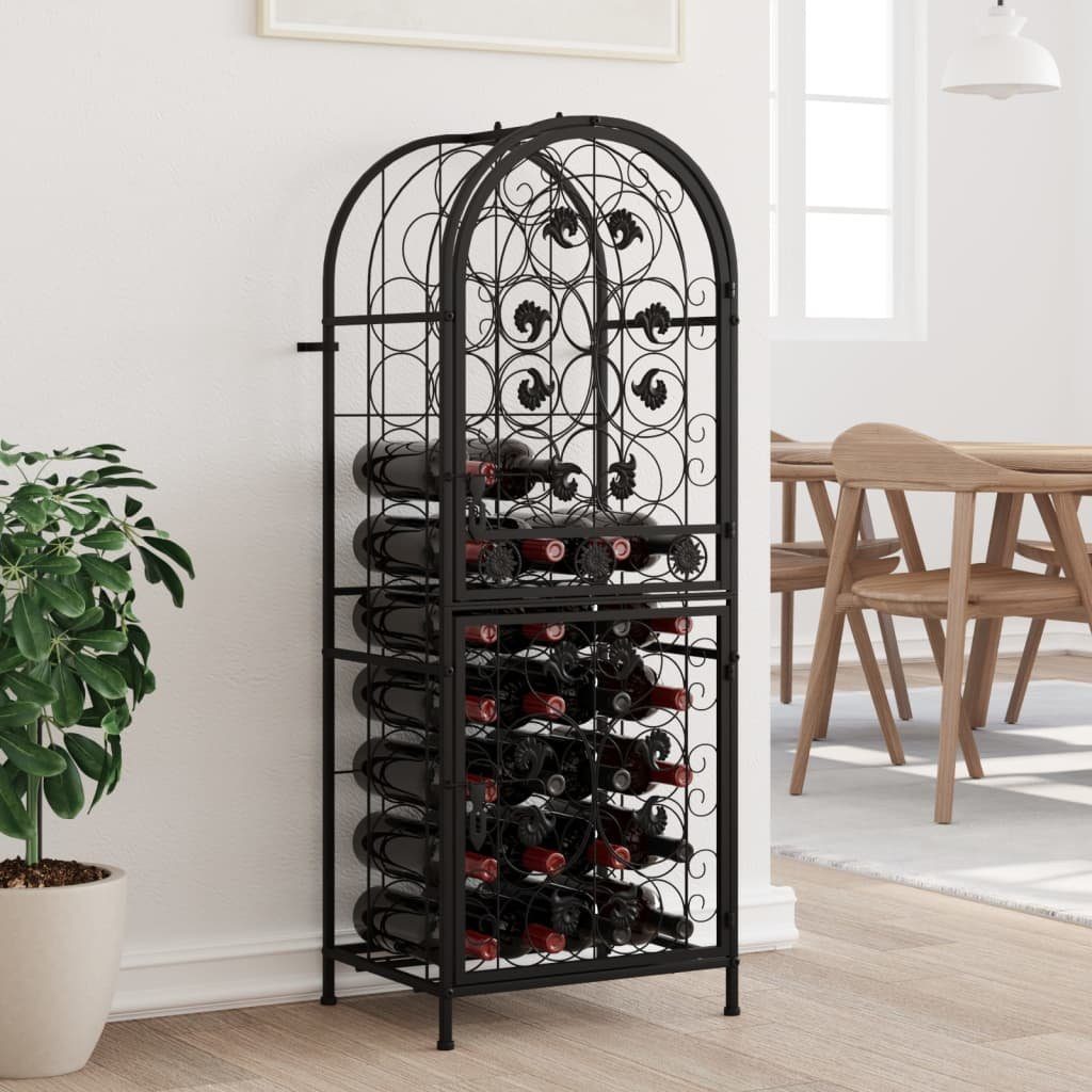 vidaXL Weinregal Weinregal für 41 Flaschen Schwarz 45x36x120 cm Schmiedeeisen