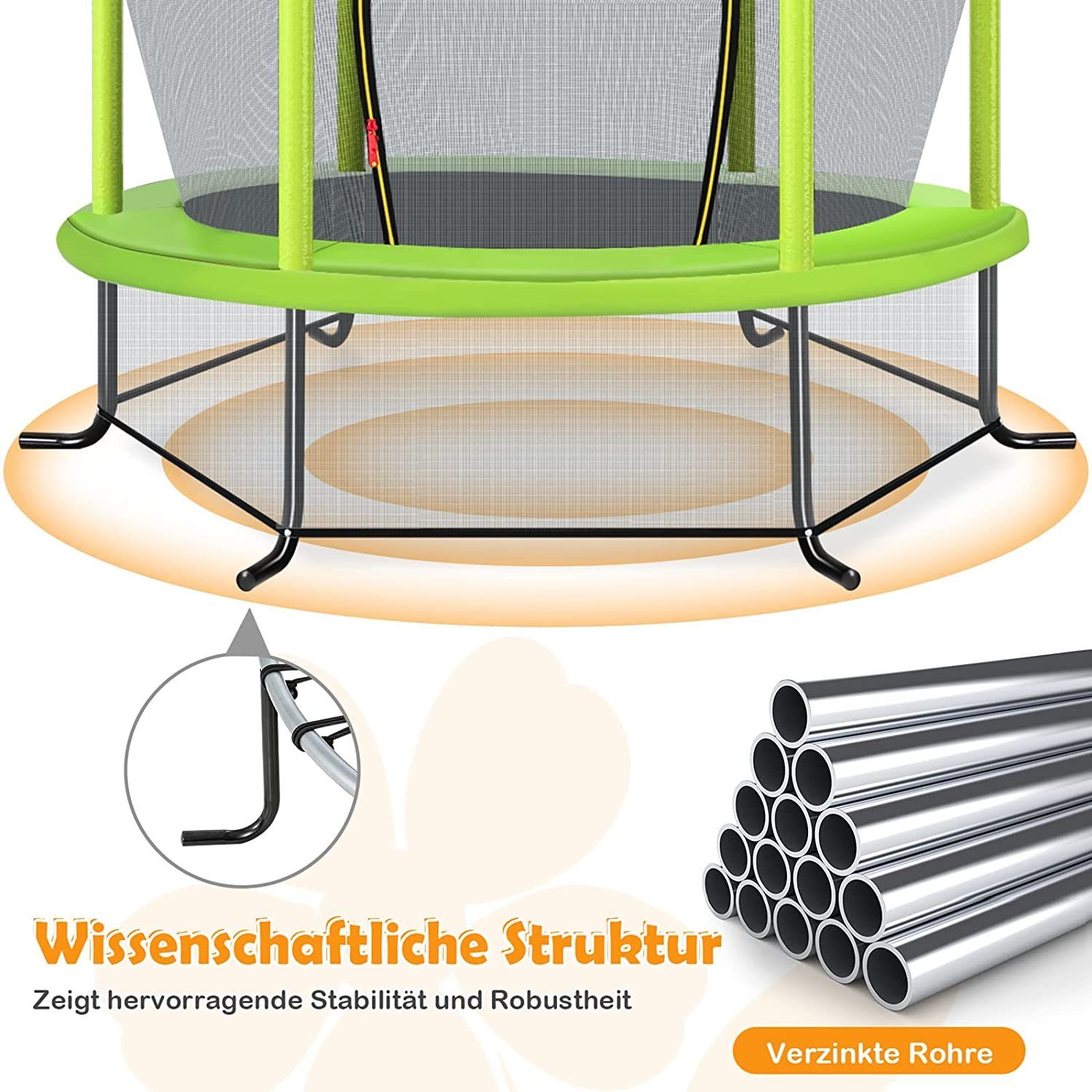 COSTWAY Gartentrampolin, Ø 165,00 cm, mit Sicherheitsnetz, bis 45KG
