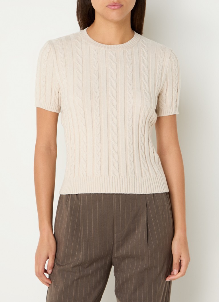 Bluză Benetton cu guler rotund și tricot cu împletitură