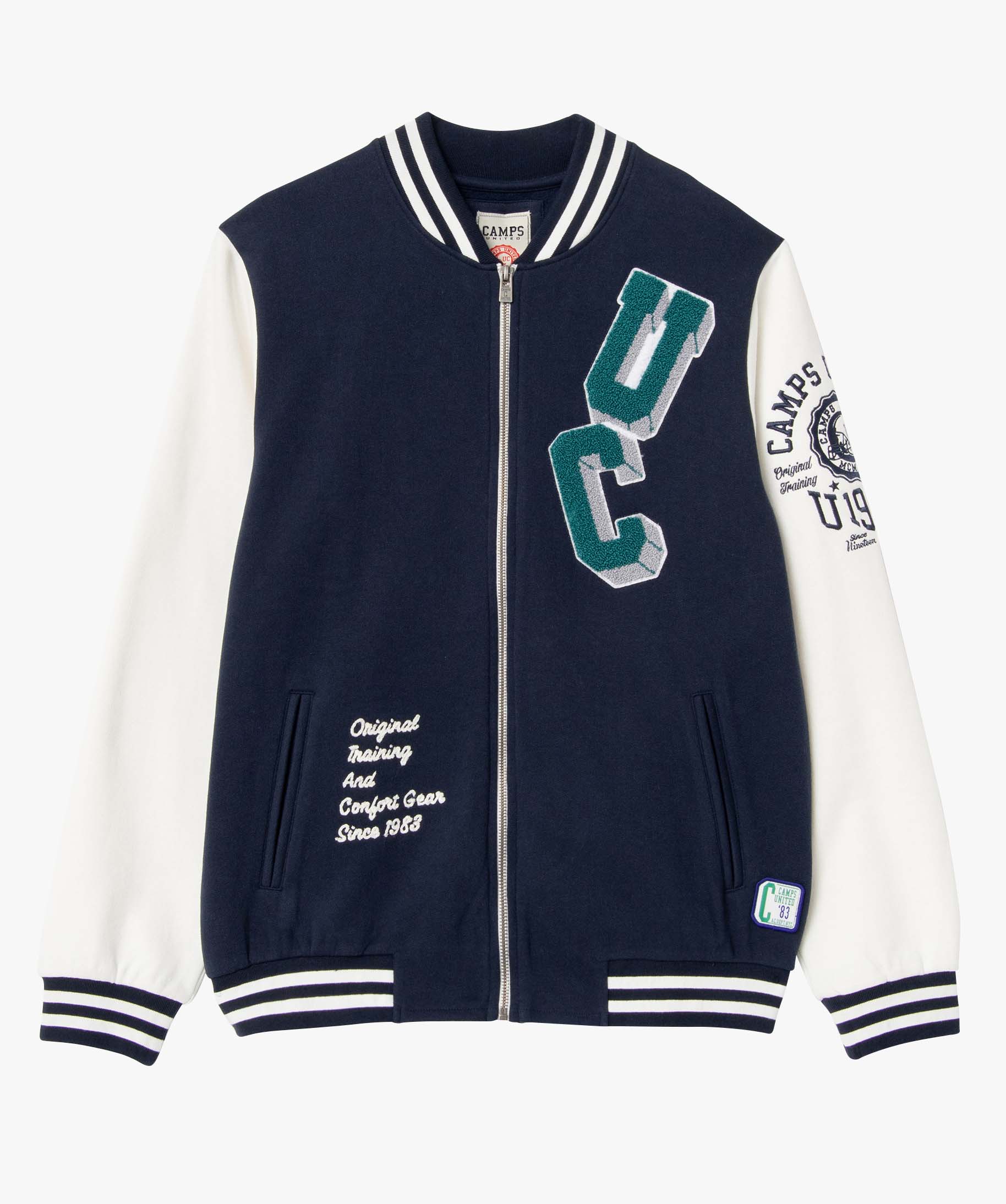 Sweat homme zippé faon veste campus américain - Camps Un... bleu fonce | GEMO