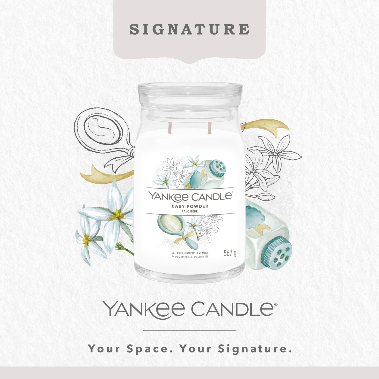 YANKEE CANDLE didelis indelis kūdikių talko miltelių