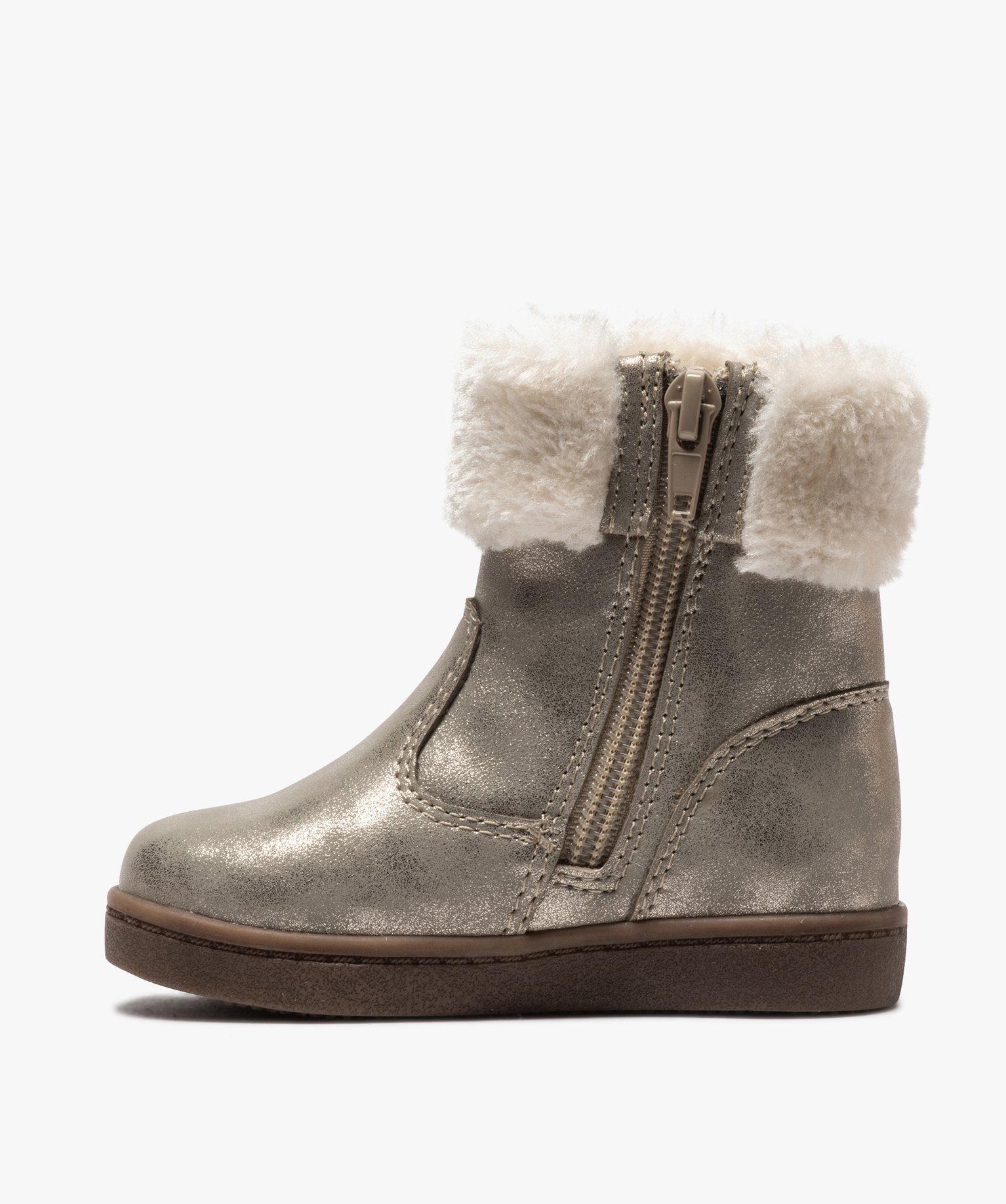 Boots fourrées bébé fille zippées dessus métallisé | GEMO