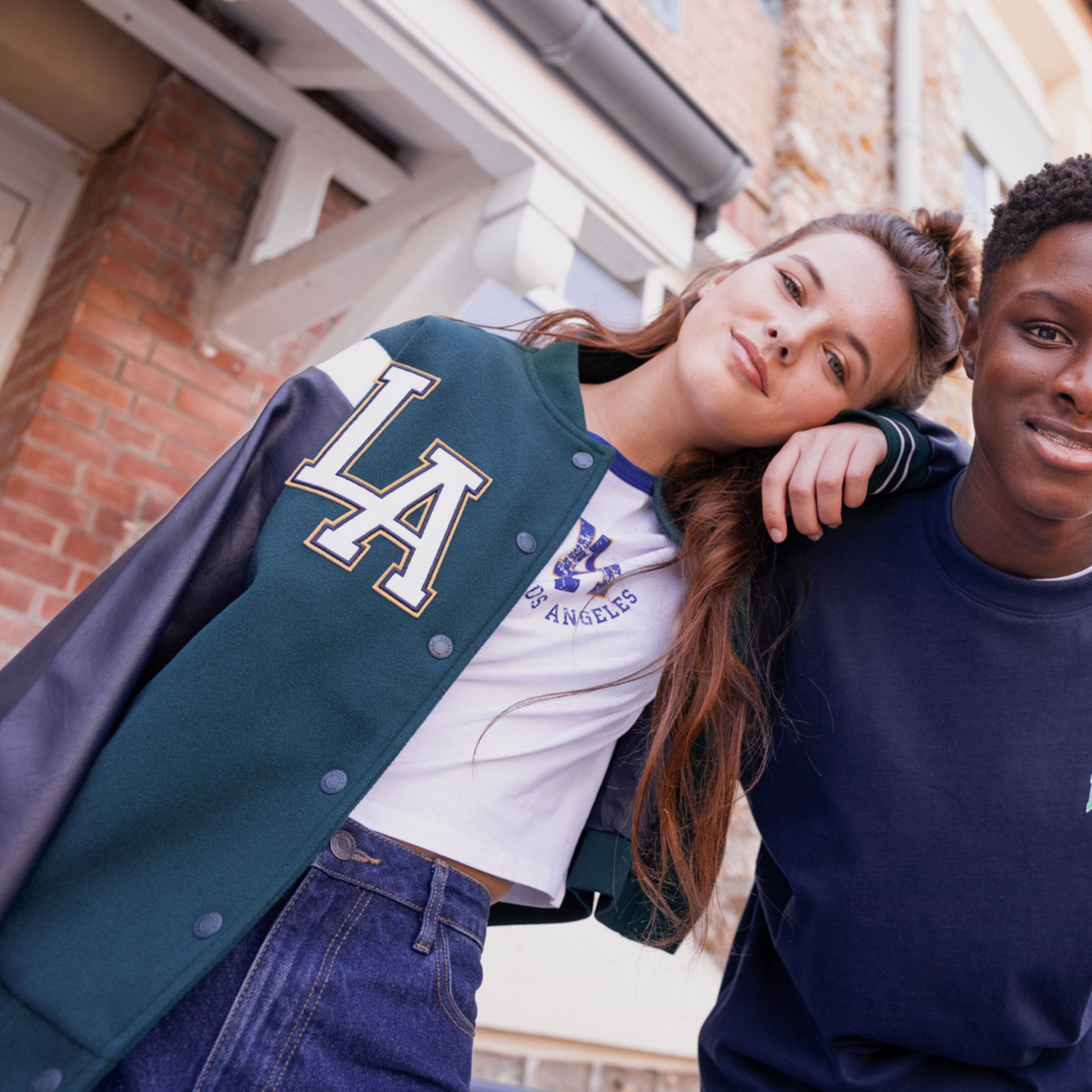 Veste varsity manches simili cuir Creeks vert émeraude femme | La Halle