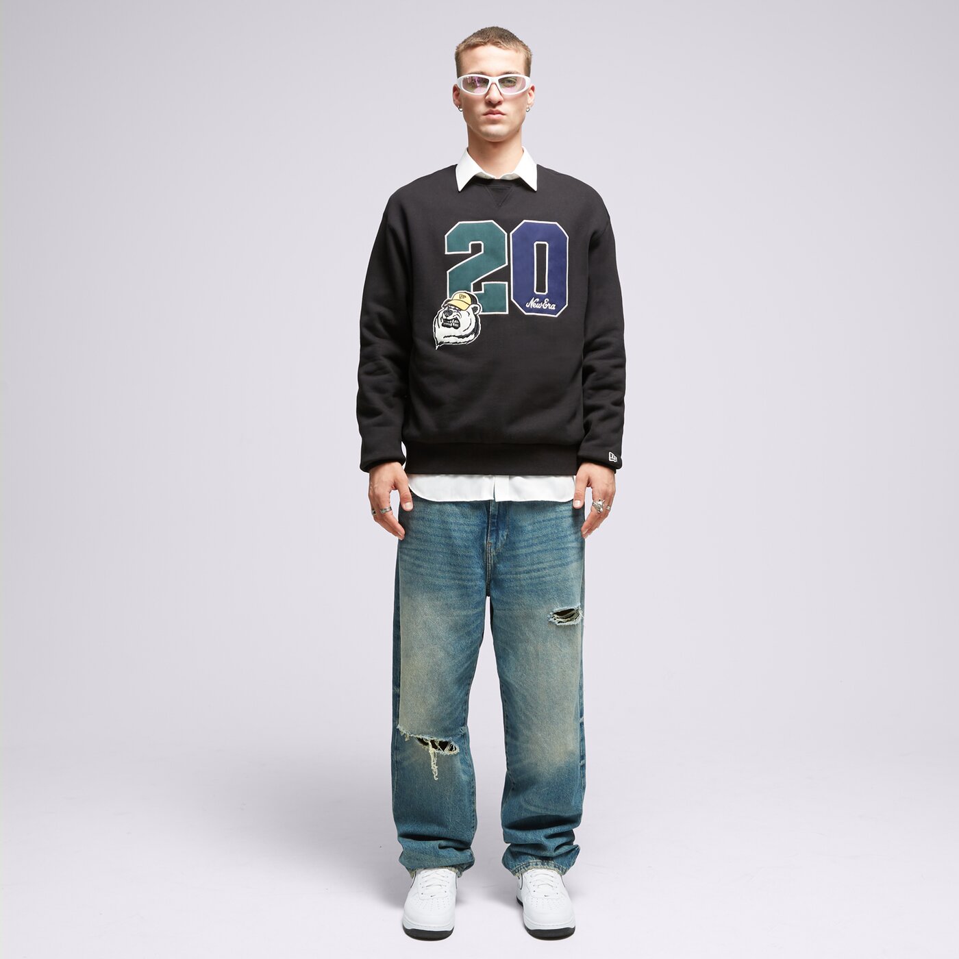 NEW ERA SWEATSHIRT NE CREW NECK NONE Schwarz