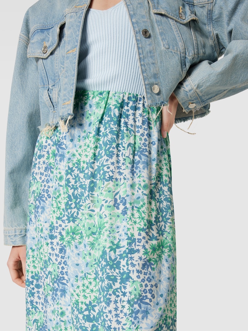 Maxirock aus reiner Viskose mit Allover-Muster Modell 'Joella' in ozean blau
