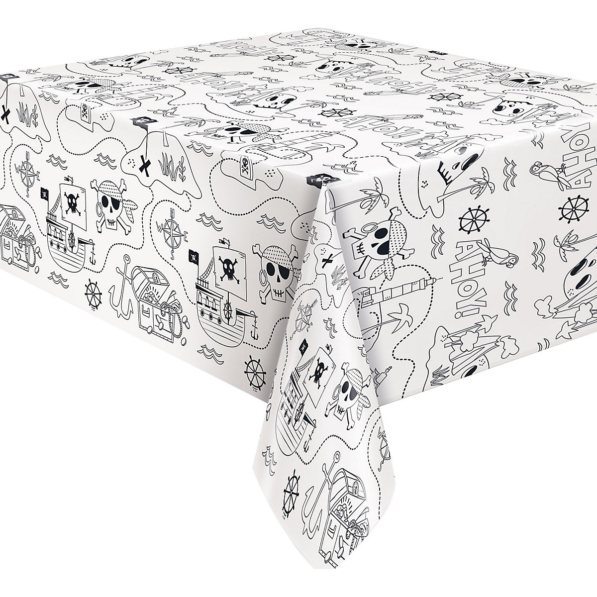 Party-Tischdecke Ahoi Piraten, Kunststoff, 137 x 213 cm