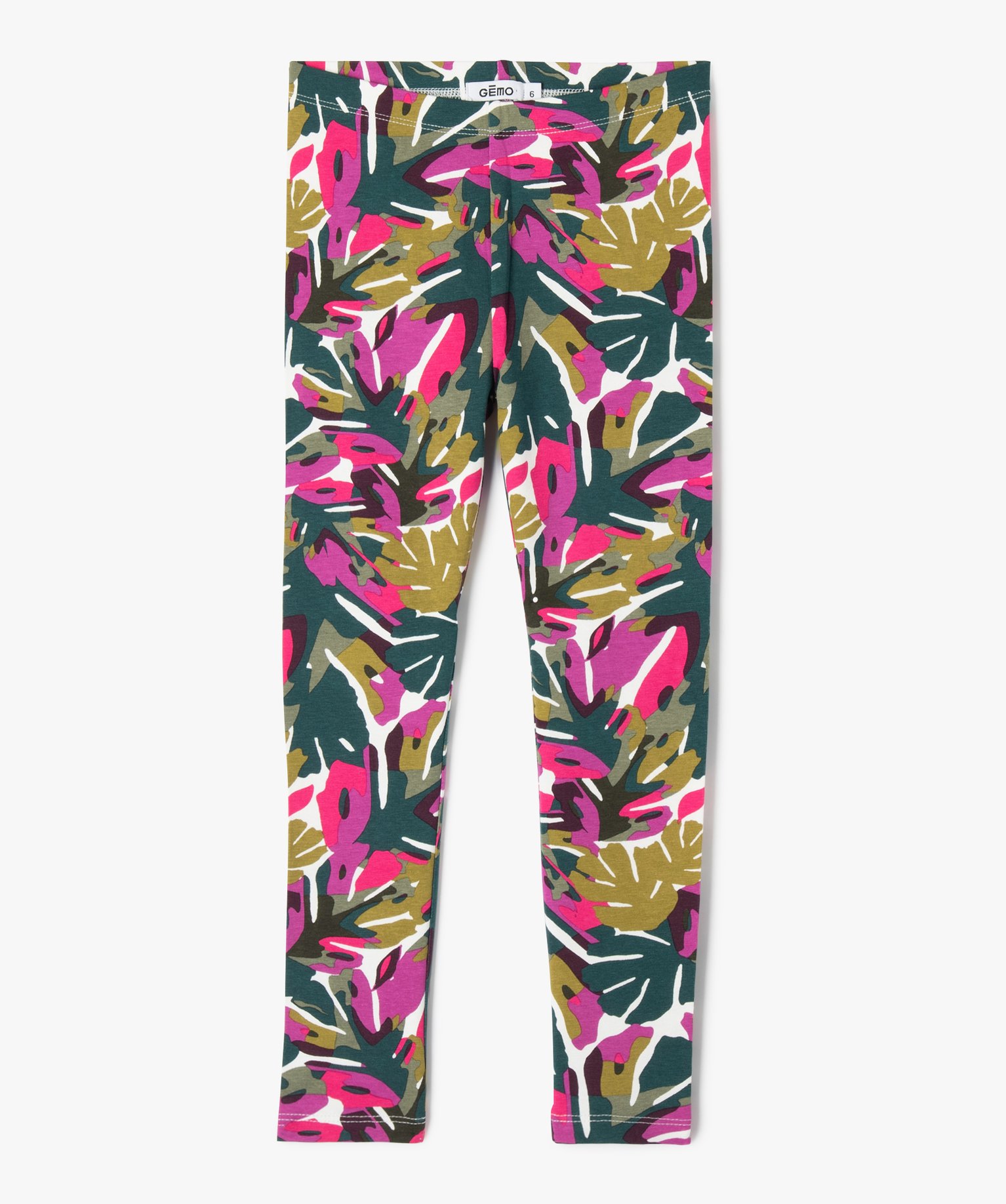 Leggings imprimé en coton extensible fille multicolore | GEMO