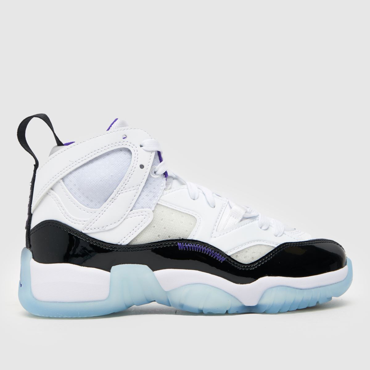 Nike Jordan vita och lila Jumpman Two Trey ungdomsskor