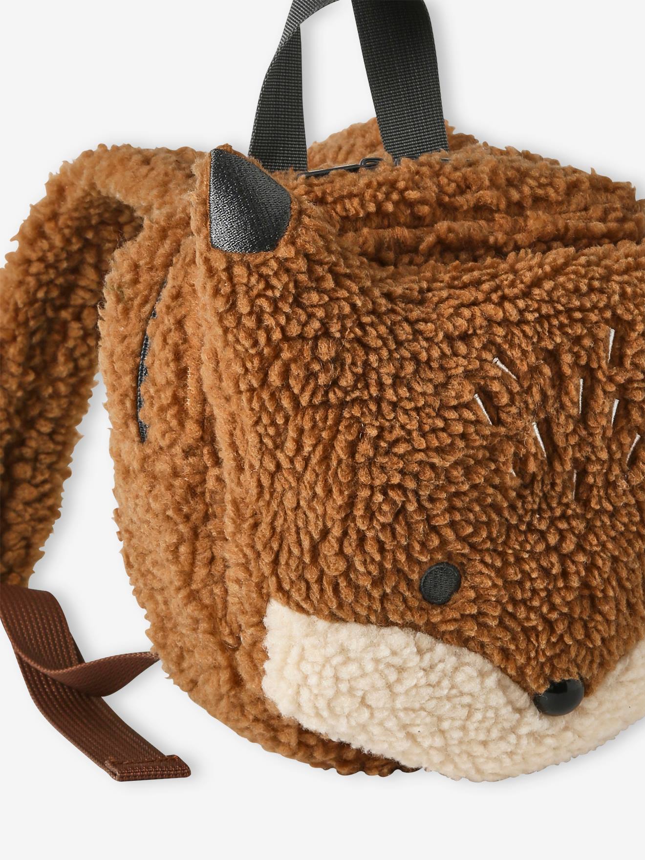 Sac à dos renard en sherpa enfant roux