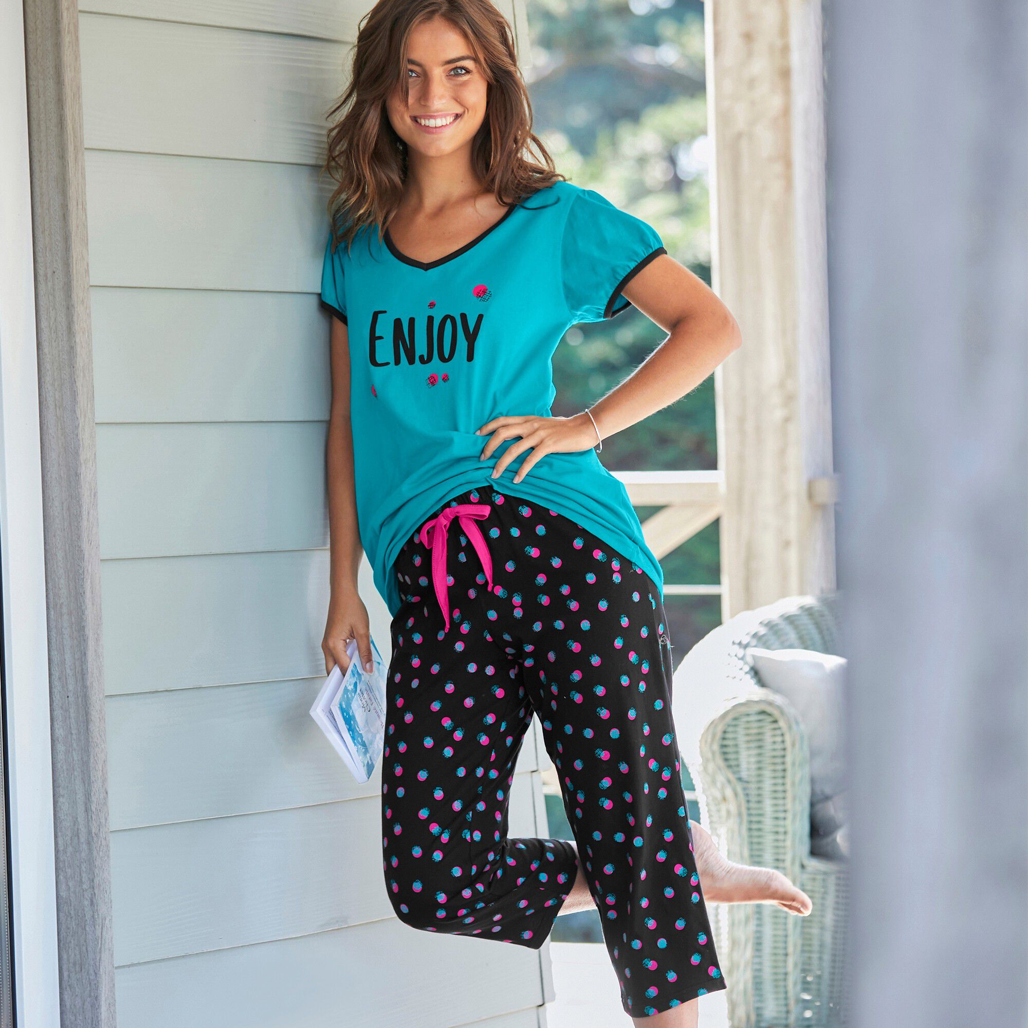 Tee-shirt manches courtes coton uni imprimé placé 
