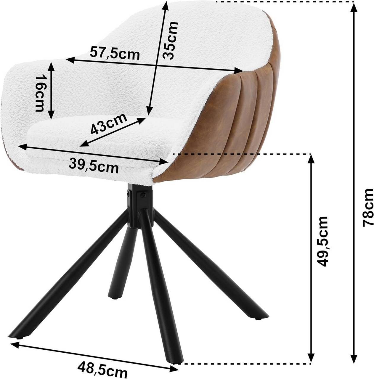 Woltu 4-Fußstuhl (6 St), Esszimmerstühle drehbar 6er Set, Loungesessel