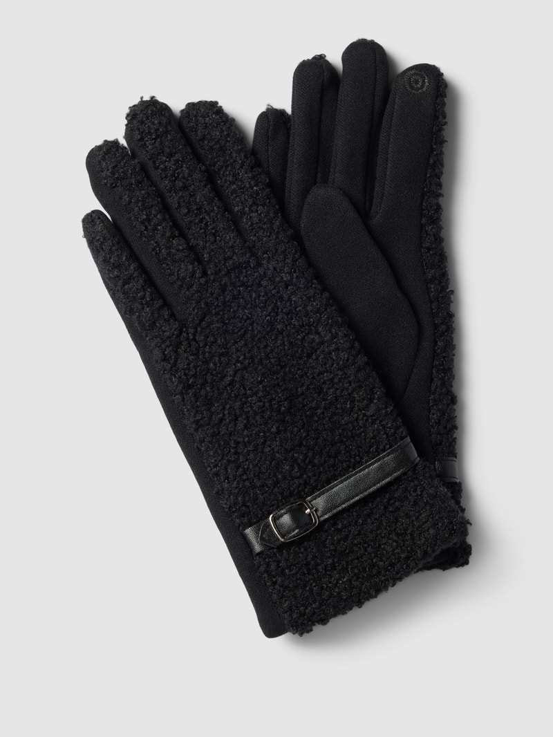 Hanschuhe mit Teddyfell in schwarz