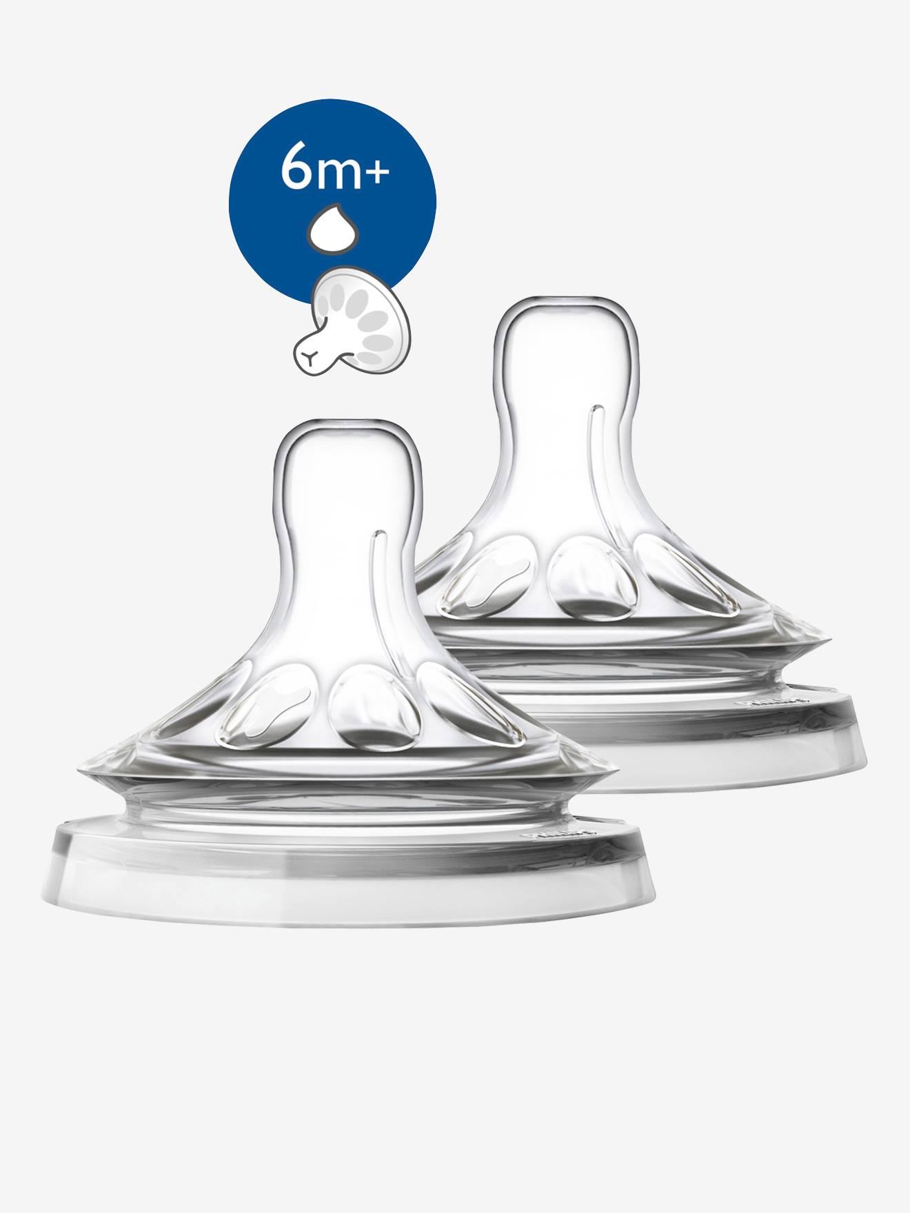 Lot de 2 tétines Philips AVENT Natural à débit rapide, dès 6 mois transparent