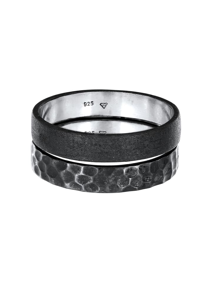 KUZZOI Ring 925 Sterling Silber Ring Set in Schwarz günstig kaufen