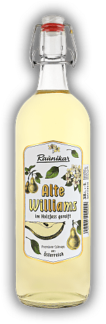 Raunikar Alte Williams 1,0 Liter Raunikar Alte Williams 1,0 Liter Williams-Birnen-Schnaps im Holzfass gereift. 1	 Liter - Vol 38%