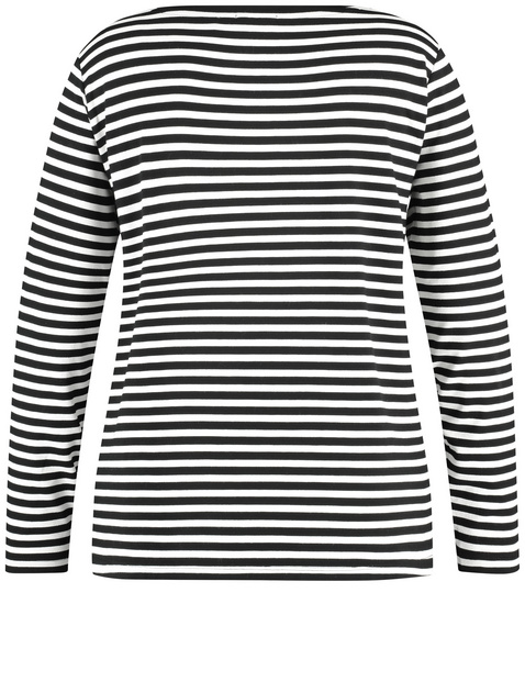 Geringeltes Longsleeve mit Ziersteinen