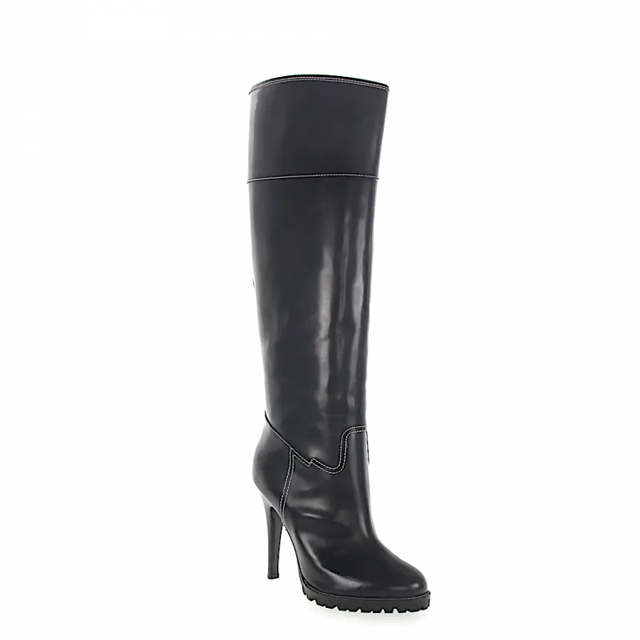Giuseppe Zanotti - Stiefel Braun Glattleder Kalbsleder Ziernaht dunkelbraun - braun