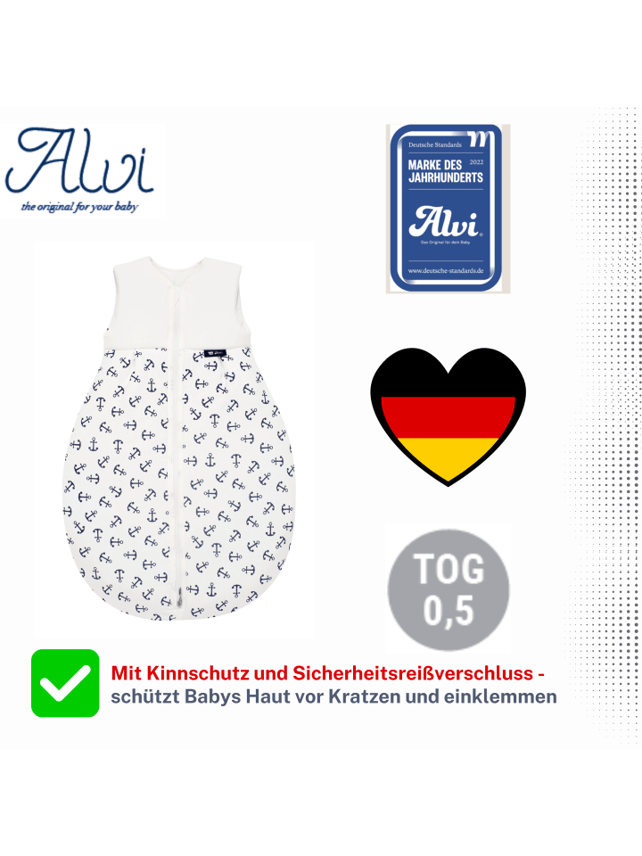 Alvi Mäxchen Sommer Schlafsack light Exclusiv in Anker Marine günstig kaufen 110
