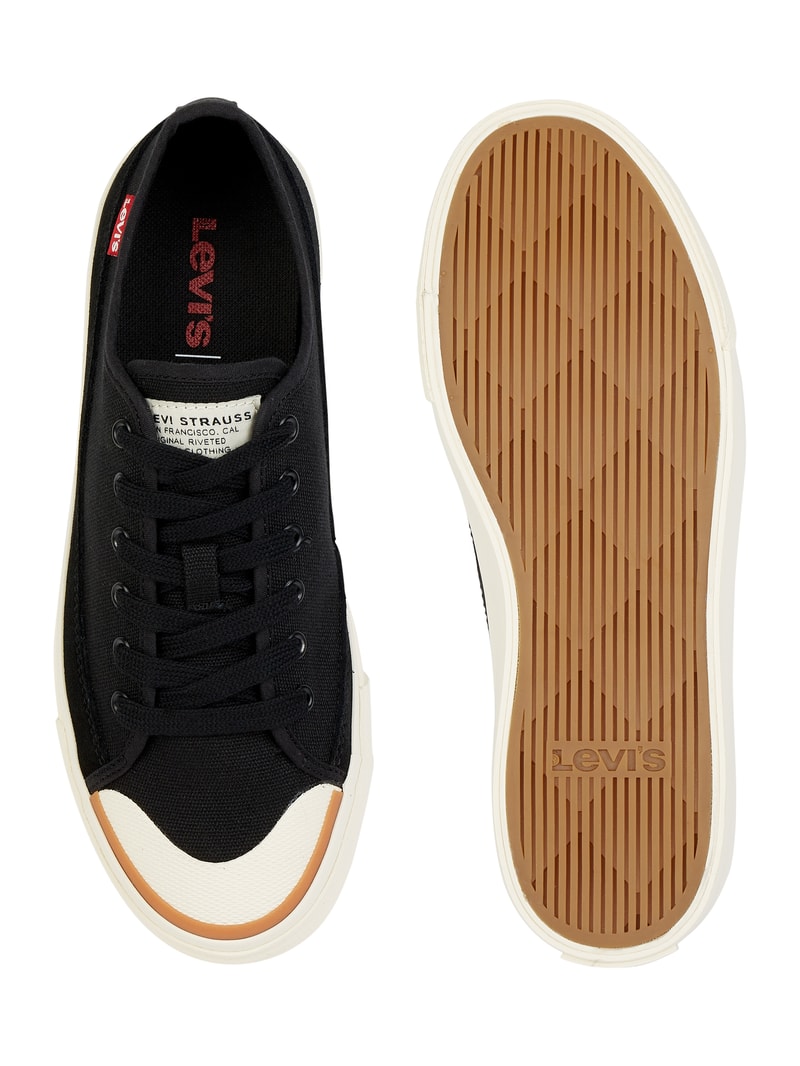 Sneaker aus Canvas und Leder  in schwarz