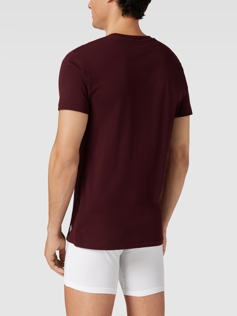 T-Shirt mit Logo-Stitching im 3er-Pack in bordeaux rot