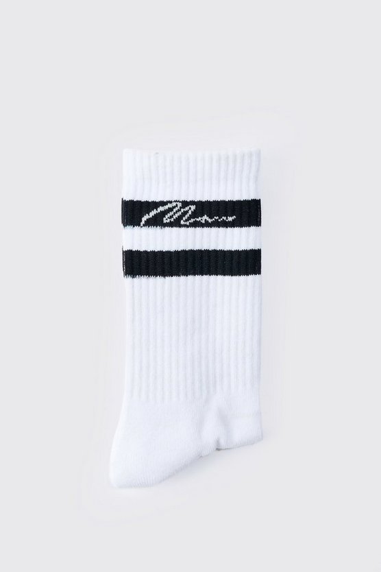 3er-Pack Man Signature Sportsocken in Weiß